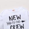 imageNewborn Infant Baby Boy Clothes Fall Winter Outfits New to The Crew Outfit Toddler Baby Boy Clothes SetWhite