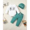 imageNewborn Infant Baby Boy Clothes Fall Winter Outfits New to The Crew Outfit Toddler Baby Boy Clothes SetWhite Green