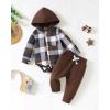 imageNewborn Infant Baby Boy Clothes Winter Baby Boy Fall Outfits Flannel Plaid Hoodie Romper Preemie Baby Clothes for Boys 03 Months Baby Boy Clothes