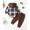 imageNewborn Infant Baby Boy Clothes Winter Baby Boy Fall Outfits Flannel Plaid Hoodie Romper Preemie Baby Clothes for Boys 03 Months Baby Boy Clothes