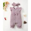 imageRenotemy Baby Girl Clothes Romper Infant Summer Bodysuit Outfits Cotton Linen Jumpsuits Newborn Essential Preemie ClothesPurple