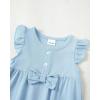 imageRenotemy Baby Girl Clothes Romper Infant Summer Bodysuit Outfits Cotton Linen Jumpsuits Newborn Essential Preemie ClothesSolid Blue Bowknot