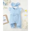 imageRenotemy Baby Girl Clothes Romper Infant Summer Bodysuit Outfits Cotton Linen Jumpsuits Newborn Essential Preemie ClothesSolid Blue Bowknot