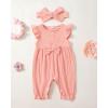 imageRenotemy Baby Girl Clothes Romper Infant Summer Bodysuit Outfits Cotton Linen Jumpsuits Newborn Essential Preemie ClothesSolid Pink