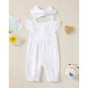 imageRenotemy Baby Girl Clothes Romper Infant Summer Bodysuit Outfits Cotton Linen Jumpsuits Newborn Essential Preemie ClothesSolid White