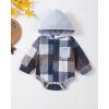 imageRenotemy Newborn Baby Boy Clothes Infant Boy Outfits Baby Hoodie Romper Fall Winter 0 3 6 9 12 18 Months Baby Clothes for BoyBlue Plaid Flannel Hoodie