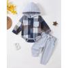 imageRenotemy Newborn Baby Boy Clothes Infant Boy Outfits Baby Hoodie Romper Fall Winter 0 3 6 9 12 18 Months Baby Clothes for BoyBlue Plaid Flannel Hoodie