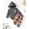 imageRenotemy Newborn Baby Boy Clothes Infant Boy Outfits Baby Hoodie Romper Fall Winter 0 3 6 9 12 18 Months Baby Clothes for BoyGrey Plaid Hoodie
