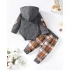 imageRenotemy Newborn Baby Boy Clothes Infant Boy Outfits Baby Hoodie Romper Fall Winter 0 3 6 9 12 18 Months Baby Clothes for BoyGrey Plaid Hoodie