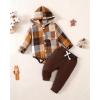 imageRenotemy Newborn Baby Boy Clothes Infant Boy Outfits Baby Hoodie Romper Fall Winter 0 3 6 9 12 18 Months Baby Clothes for BoyMulticolor Plaid Flannel Hoodie