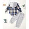 imageRenotemy Newborn Baby Boy Clothes Infant Boy Outfits Baby Hoodie Romper Fall Winter 0 3 6 9 12 18 Months Baby Clothes for BoyPlaid Flannel Blue Hoodie