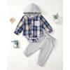 imageRenotemy Newborn Baby Boy Clothes Infant Boy Outfits Baby Hoodie Romper Fall Winter 0 3 6 9 12 18 Months Baby Clothes for BoyPlaid Flannel Blue Hoodie