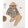 imageRenotemy Newborn Baby Boy Clothes Infant Boy Outfits Baby Hoodie Romper Fall Winter 0 3 6 9 12 18 Months Baby Clothes for BoyPlaid Flannel Brown Hoodie