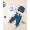 imageRenotemy Newborn Infant Baby Boy Clothes Outfits New to The Crew Outfits Long Pants Toddler Baby Boy Clothes SetBlue White