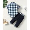 imageRenotemy Newborn Infant Baby Boy Clothes Outfits New to The Crew Outfits Long Pants Toddler Baby Boy Clothes SetDark Blue Plaid