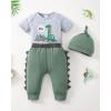 imageRenotemy Newborn Infant Baby Boy Clothes Outfits New to The Crew Outfits Long Pants Toddler Baby Boy Clothes SetDinosaur