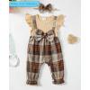 imageRenotemy Newborn Infant Baby Girl Clothes Rompers Summer Jumpsuits Short Sleeve Romper Infant Baby Clothes GirlApricot Plaid Short
