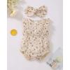 imageRenotemy Newborn Infant Baby Girl Clothes Rompers Summer Jumpsuits Short Sleeve Romper Infant Baby Clothes GirlCream Floral