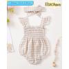 imageRenotemy Newborn Infant Baby Girl Clothes Rompers Summer Jumpsuits Short Sleeve Romper Infant Baby Clothes GirlPlaid Apricot Bow