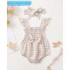 imageRenotemy Newborn Infant Baby Girl Clothes Rompers Summer Jumpsuits Short Sleeve Romper Infant Baby Clothes GirlPlaid Apricot Bow