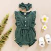 imageRenotemy Newborn Infant Baby Girl Clothes Rompers Summer Jumpsuits Short Sleeve Romper Infant Baby Clothes GirlSolid Green2pcs