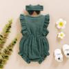 imageRenotemy Newborn Infant Baby Girl Clothes Rompers Summer Jumpsuits Short Sleeve Romper Infant Baby Clothes GirlSolid Green2pcs