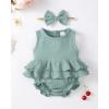imageRenotemy Newborn Infant Baby Girl Clothes Rompers Summer Jumpsuits Short Sleeve Romper Infant Baby Clothes GirlSolid Mint