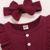 imageRenotemy Newborn Infant Baby Girl Clothes Rompers Summer Jumpsuits Short Sleeve Romper Infant Baby Clothes GirlSolid Red2pcs