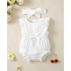 imageRenotemy Newborn Infant Baby Girl Clothes Rompers Summer Jumpsuits Short Sleeve Romper Infant Baby Clothes GirlWhite