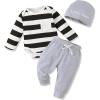 imageNewborn Infant Baby Boy Clothes Fall Winter Outfits New to The Crew Outfit Toddler Baby Boy Clothes SetBlack White Strip