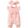 imageRenotemy Baby Girl Clothes Romper Infant Summer Bodysuit Outfits Cotton Linen Jumpsuits Newborn Essential Preemie ClothesDaisy Pink
