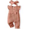 imageRenotemy Baby Girl Clothes Romper Infant Summer Bodysuit Outfits Cotton Linen Jumpsuits Newborn Essential Preemie ClothesDusty Pink Bowknot