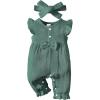 imageRenotemy Baby Girl Clothes Romper Infant Summer Bodysuit Outfits Cotton Linen Jumpsuits Newborn Essential Preemie ClothesGreen Bowknot