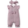 imageRenotemy Baby Girl Clothes Romper Infant Summer Bodysuit Outfits Cotton Linen Jumpsuits Newborn Essential Preemie ClothesPurple