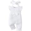 imageRenotemy Baby Girl Clothes Romper Infant Summer Bodysuit Outfits Cotton Linen Jumpsuits Newborn Essential Preemie ClothesSolid White