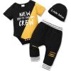 imageRenotemy Newborn Infant Baby Boy Clothes Outfits New to The Crew Outfits Long Pants Toddler Baby Boy Clothes SetBlackyellows