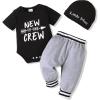 imageRenotemy Newborn Infant Baby Boy Clothes Outfits New to The Crew Outfits Long Pants Toddler Baby Boy Clothes SetGrayblack