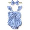 imageRenotemy Newborn Infant Baby Girl Clothes Rompers Summer Jumpsuits Short Sleeve Romper Infant Baby Clothes GirlHalter Blue Stripe