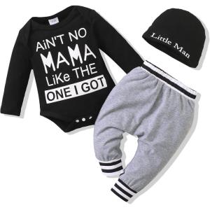 imageNewborn Infant Baby Boy Clothes Fall Winter Outfits New to The Crew Outfit Toddler Baby Boy Clothes SetGrey