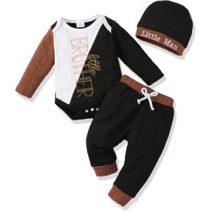 imageNewborn Infant Baby Boy Clothes Fall Winter Outfits New to The Crew Outfit Toddler Baby Boy Clothes SetKnit Splice
