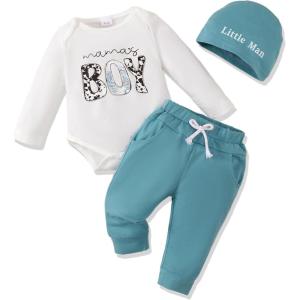 imageNewborn Infant Baby Boy Clothes Fall Winter Outfits New to The Crew Outfit Toddler Baby Boy Clothes SetMama Whiteblue