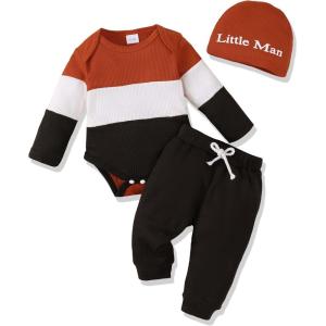imageNewborn Infant Baby Boy Clothes Fall Winter Outfits New to The Crew Outfit Toddler Baby Boy Clothes SetPatchwork Waffle