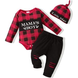 imageNewborn Infant Baby Boy Clothes Fall Winter Outfits New to The Crew Outfit Toddler Baby Boy Clothes SetRed Deer