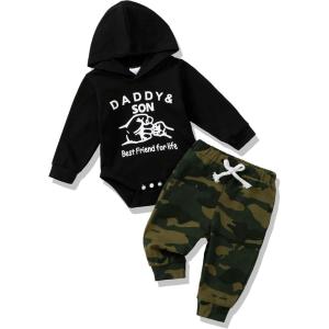 imageRenotemy Newborn Baby Boy Clothes Infant Boy Outfits Baby Hoodie Romper Fall Winter 0 3 6 9 12 18 Months Baby Clothes for BoyBlack Fist Camo
