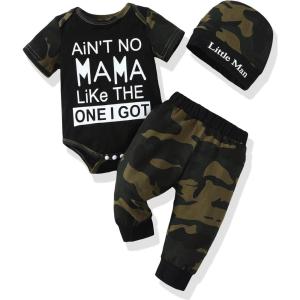 imageRenotemy Newborn Infant Baby Boy Clothes Outfits New to The Crew Outfits Long Pants Toddler Baby Boy Clothes SetGreen Camo
