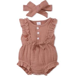 imageRenotemy Newborn Infant Baby Girl Clothes Rompers Summer Jumpsuits Short Sleeve Romper Infant Baby Clothes GirlDusty Pink