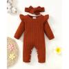 imageRenotemy Newborn Baby Girl Clothes Fall Winter Outfits Infant Rompers Solid Jumpsuits Bodysuit Cute Infant Baby Clothes GirlCotton Brown