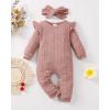 imageRenotemy Newborn Baby Girl Clothes Fall Winter Outfits Infant Rompers Solid Jumpsuits Bodysuit Cute Infant Baby Clothes GirlCotton Pink