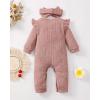 imageRenotemy Newborn Baby Girl Clothes Fall Winter Outfits Infant Rompers Solid Jumpsuits Bodysuit Cute Infant Baby Clothes GirlCotton Pink