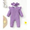 imageRenotemy Newborn Baby Girl Clothes Fall Winter Outfits Infant Rompers Solid Jumpsuits Bodysuit Cute Infant Baby Clothes GirlCotton Purple